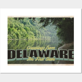 Greetings from Delaware - Vintage Travel Postcard Design Posters and Art